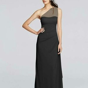 David's Bridal one-shoulder bridesmaid dress